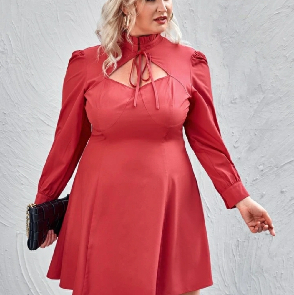 New peekaboo tie front aline mini dress